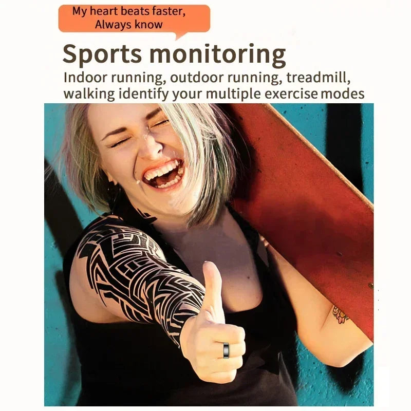 For Xiaomi Smart Ring Men Women Heart Rate and Blood Oxygen Monitor Smartring IP68 & 5ATM Waterproof, Multi-Sport Mode