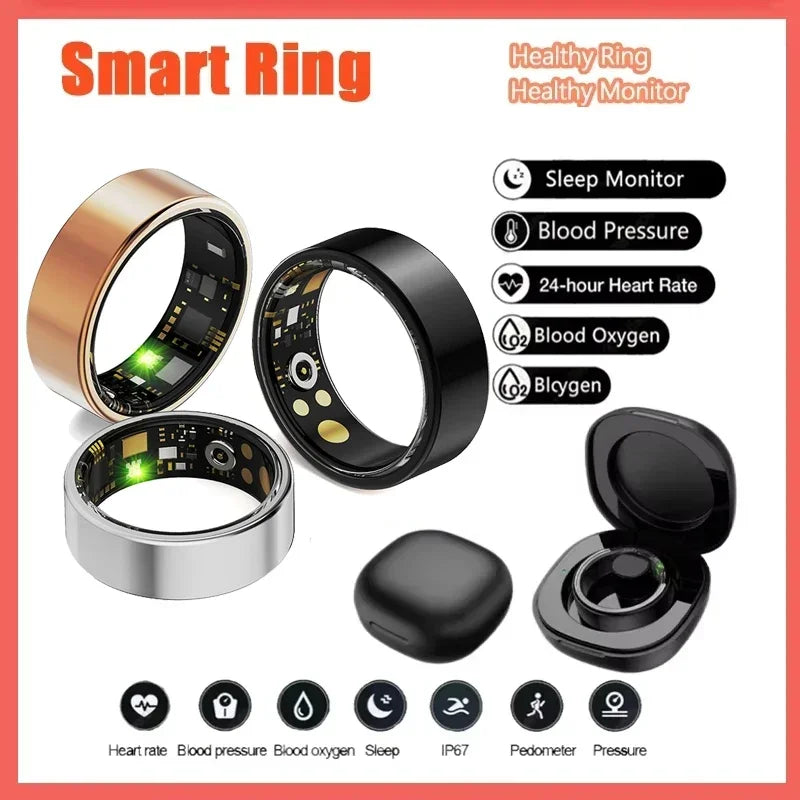 For Xiaomi Smart Ring Men Women Heart Rate and Blood Oxygen Monitor Smartring IP68 & 5ATM Waterproof, Multi-Sport Mode