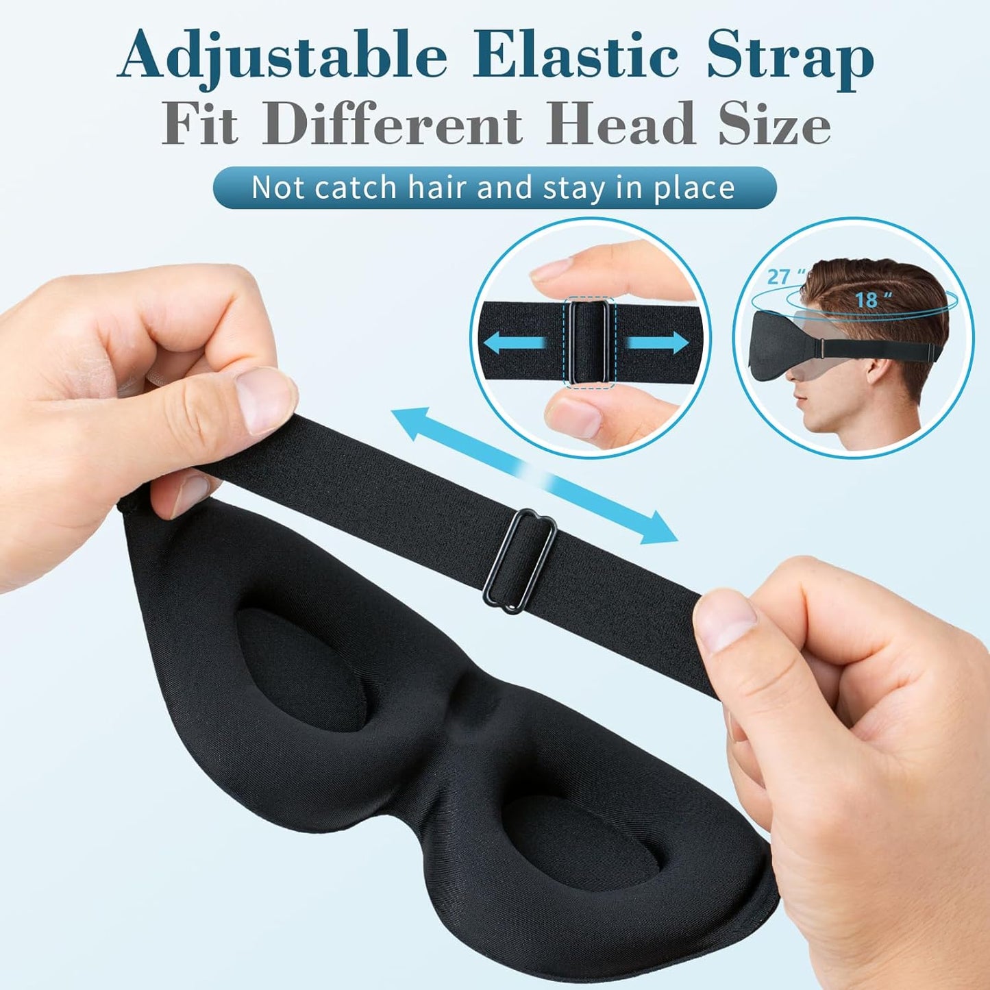 Sleep Mask for Side Sleeper, Light Blocking Sleeping Eye Mask for Women Men, 3D Contoured Cup Night Blindfold, Luxury Eye Cover Eyeshade with Adjustable Strap for Travel, Nap, Black