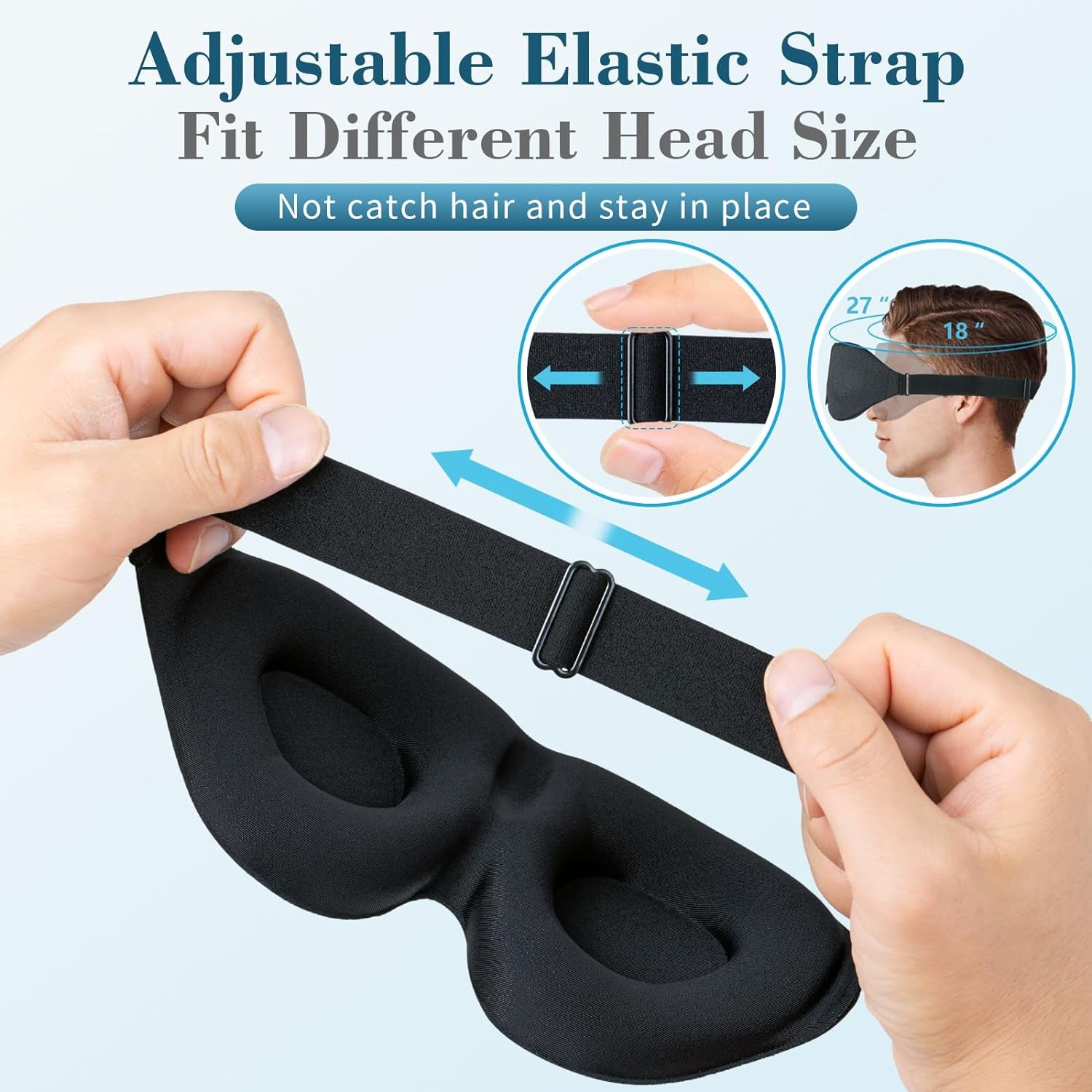 Sleep Mask for Side Sleeper, Light Blocking Sleeping Eye Mask for Women Men, 3D Contoured Cup Night Blindfold, Luxury Eye Cover Eyeshade with Adjustable Strap for Travel, Nap, Black